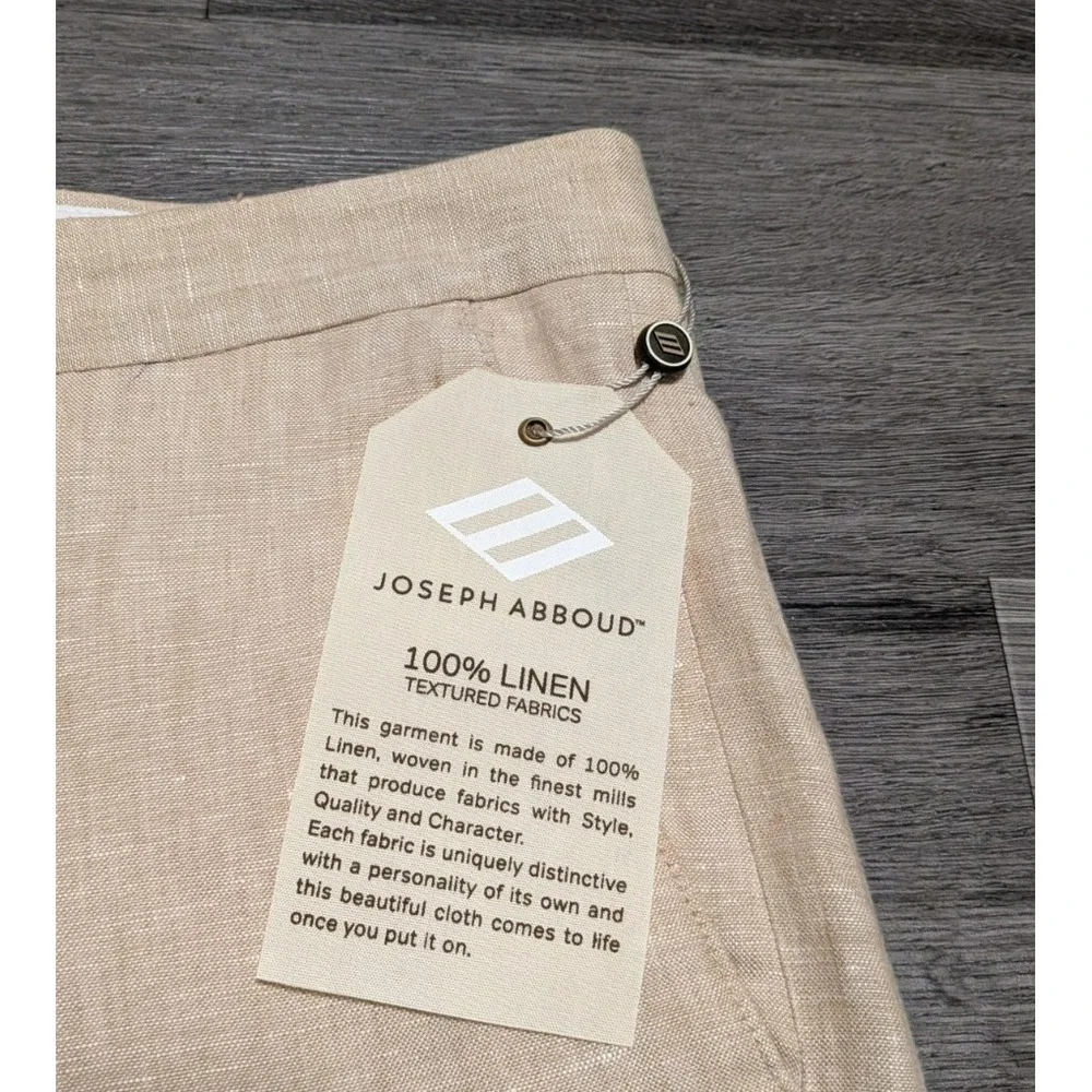 NWT Joseph Abboud Men's Brown 100% Linen Flat Front Pant Size 40x30 (Actual 42)